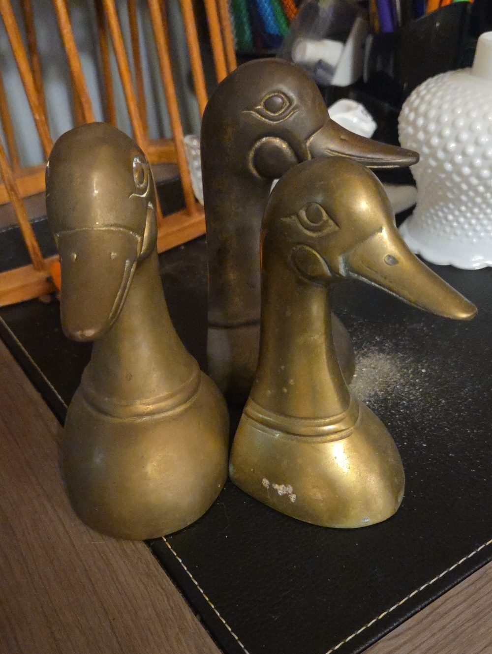 Vintage Brass Duck Bookends / Decorative Brass Ducks - Set of 3